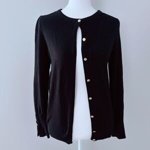 ZARA Knit Black Button-Up Cardigan with Gold Buttons Classic Minimalist Style S